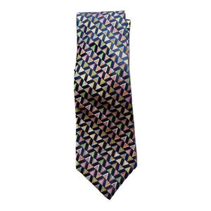 Paul Frederick Multicolor Geo Triangle Print Silk Tie